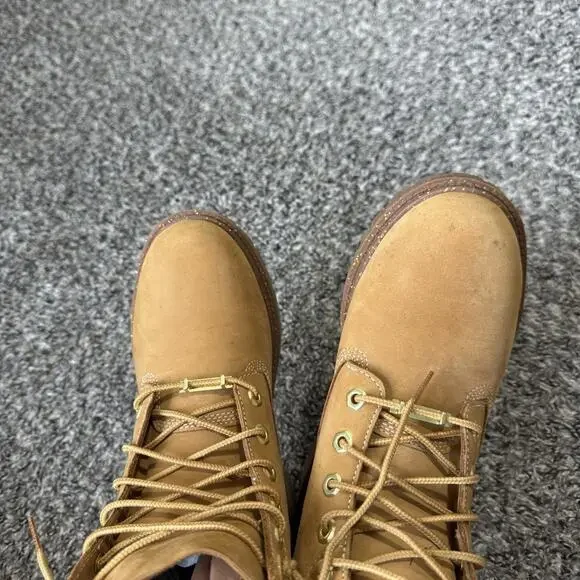 Timberland Heritage 6" Waterproof Boots 7.5 Wheat Nubuck Gold Lace Up Combat - Picture 7 of 10